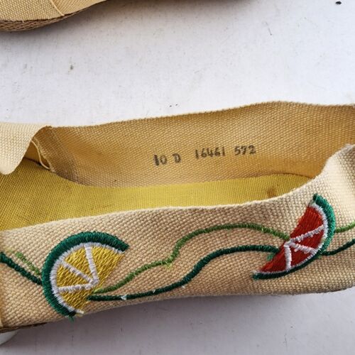 Canvas Beacon Shoes Yellow WaterMelon 10 W Ladies Vintage Wedge NEW Rope Slip-On