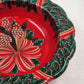Berman Industries 13.5" Holiday Bowl Red Green Wreath Pinecones Plastic Vintage