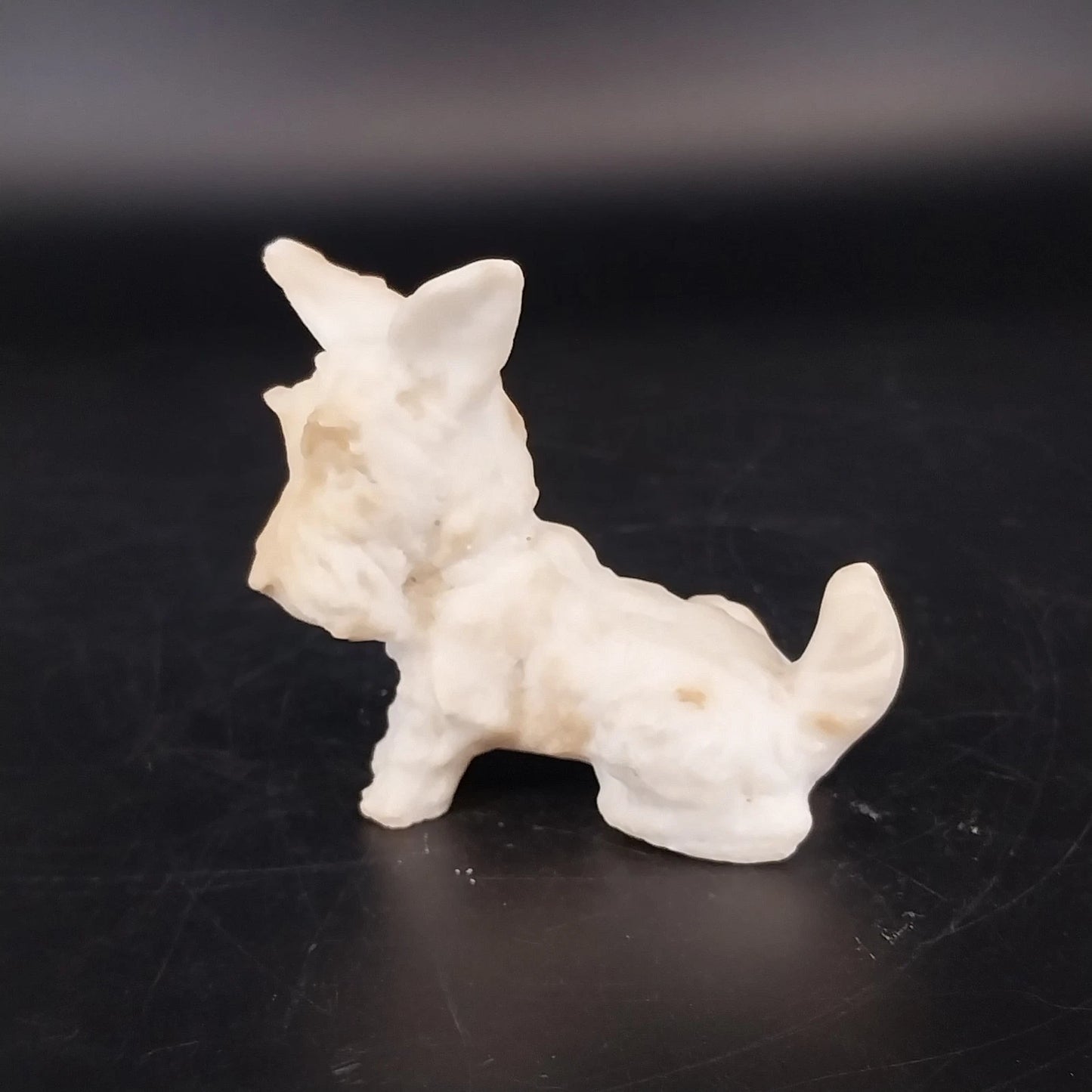Hand Carved Stone Scottish Terrier Figurine White Scotty Dog 4.5" Animal