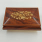MAPSA Swiss Musical Movement Box Edelweiss Brass Wood Lacquer Music Jewelry Box
