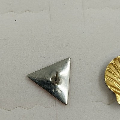 Set of 2 Stud Earrings Gold & Silver Tone Floral Shell Red Triangle Vtg