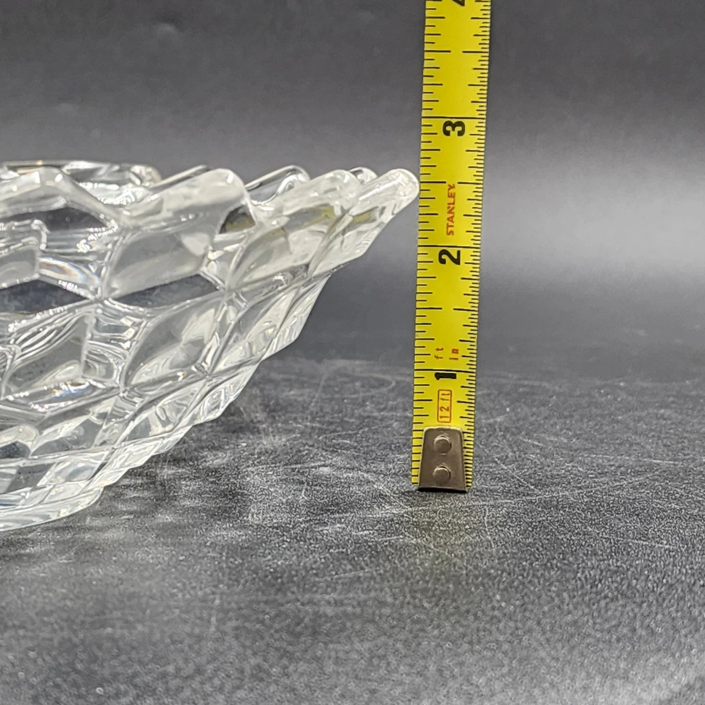 Fostoria American Clear Serving Bowl 8.75" w 2 Handles Cubist Design Glass Vtg