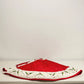 Red Christmas Tree Skirt 48" with Round White Holly Berries Trim Buttons Holiday