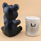 Bear Trash Can Salt Pepper Shakers Plastic Stopper Japan Chalk Ware Ceramic 4.5"