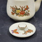 Teapot Set 4 Cups OMC Japan Butterflies Various Flowers w Rattan Handle Vintage