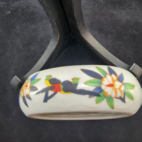 Carpentier Argentan Porcelain Oval Jewelry Box Birds & Flowers