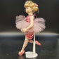 Porcelain Ballerina Doll Blonde Blue Eyes Pink Tutu Shoes Ballet Pose Stand 12"