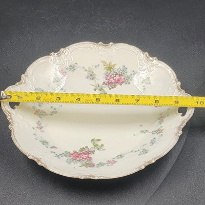 Haviland Limoges "Rebecca" Round Serving Tray – 10" Porcelain with Scalloped Edge, Raised Trellis & Rose Floral Design – Vintage French Tableware