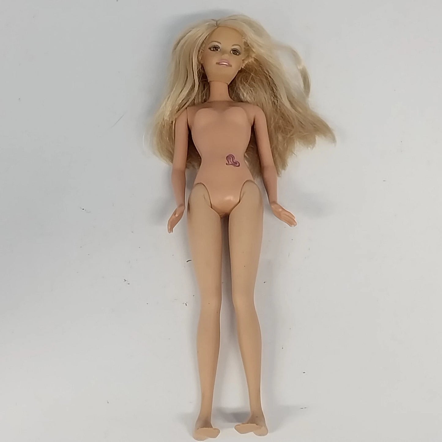 Mattel Barbie Doll Heart Tattoo Blonde Bendable Knees Nude 1998 Head 1999 Body