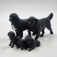Black Labrador Dog Family Figurines 5 Pc Set 2 Large Dogs 3 Puppies Decor