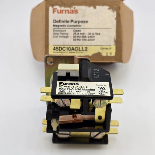 Furnas 45DC10AGLL2 Definite Purpose Magnetic Contactor 25-30A 1P 208-240V Coil