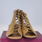 Bamboo LEROY-06 Lace Up Open Toe Booties Block Heel 8
