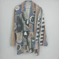 Geometric Blazer Pants Suit Set Blue Southwest Aztec Cotton Size 1 Vintage