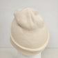 White Rib Knit Beanie Winter Hat Fold Up Watch Cap One Size Minimalist Packable