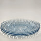 3 Aqua Blue Bubble Anchor Hocking Dinner Plate Depression Crystal Glass 9.5"