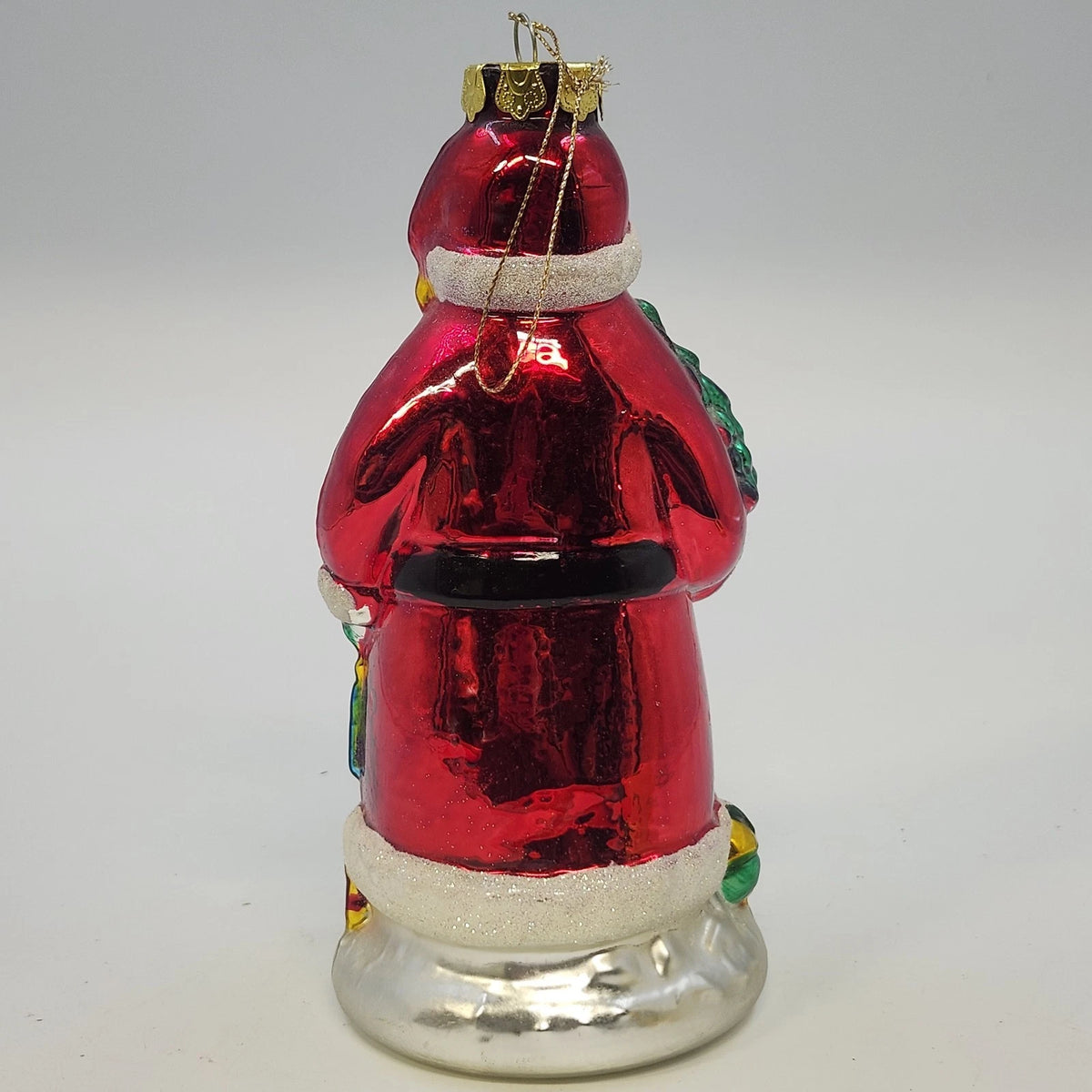 Large Hand Painted Blown Glass Santa Claus Christmas Tree Hanging Ornament 7"