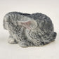 Gray Rabbit Figurine Bone China Bunny White Face Eyes Closed Taiwan 6.5" Long