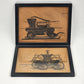 2 Firefighting Art Prints Horse-Drawn Fire Engine & Hand Pump Cart Wall Decor