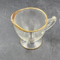 Crystal Clear Glass Sugar Bowl & Creamer 3.25" Gold Gilt Rim Scroll Handle