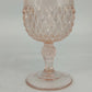 Indiana Glass Diamond Point Pink Depression Goblets Glassware Set of 4 Vtg Chip