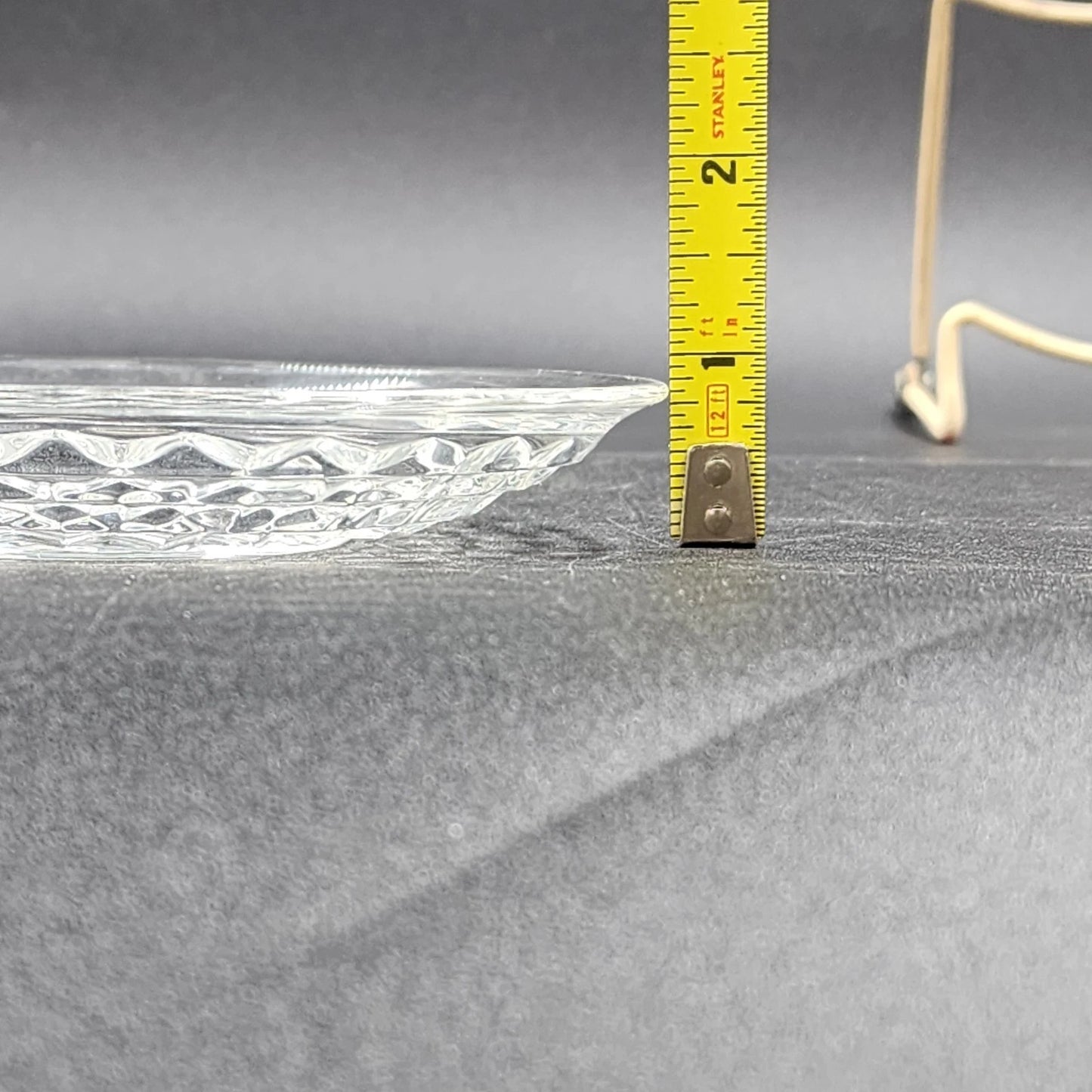 Fostoria American Clear Coffee Cup & Saucer Cubist Design Pressed Glass Vintage