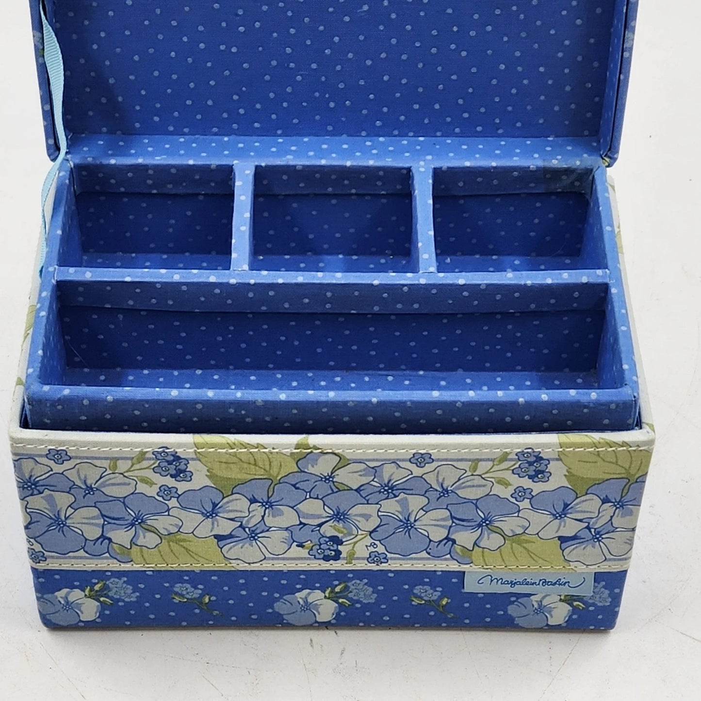 Marjolein Bastin Hobby Gift Denim & Daisies Fabric Sewing/Jewelry Craft Box Vtg