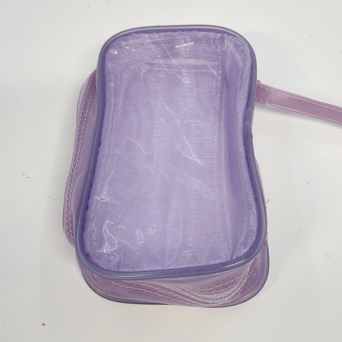 Purple Clear Vinyl Cosmetic Makeup Bag Zip Travel Toiletry Case 6.5" China