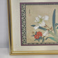 Pair Chinese Silk Paintings Birds Flowers Gold Frame 14x11 Vintage Wall Art