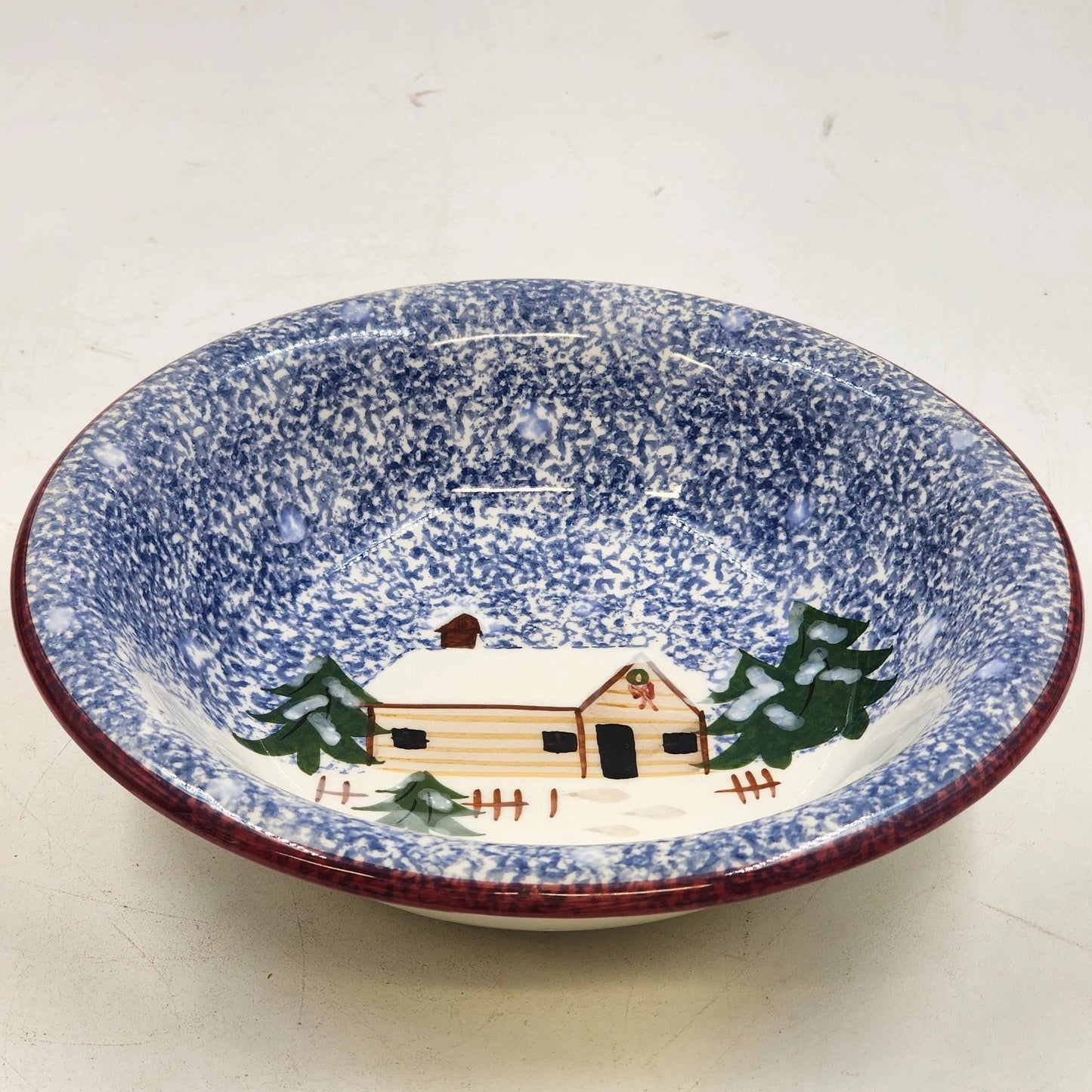 4 Soup Salad Bowls 8.25" Winter Scene Holly Mountain Lodge FWC's Cook's Bazaar