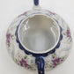 Hand Painted Porcelain Teapot 7.5"Pink Roses Cobalt Blue Gold Accents w Lid Vtg