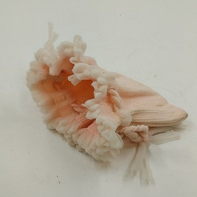 Cream Pink Textured Fabric Tulle Cosmetic Jewelry Drawstring Purse Pouch Bag