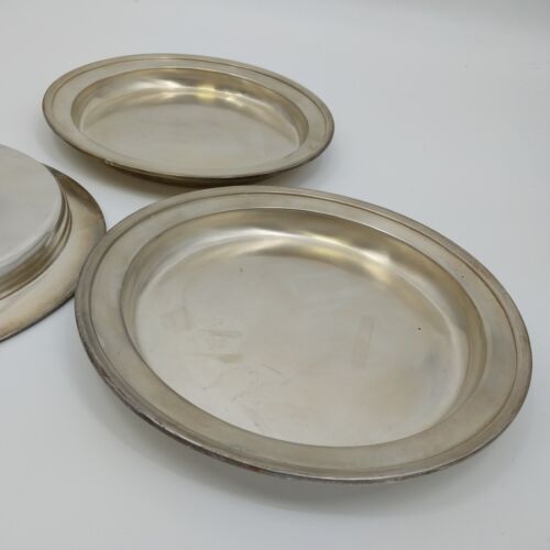 Stainless Steel Restaurant Plate liner Tray Serving Round Dish 3 Pc Silvertone