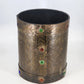 Hammered Brass Over Wood Cylinder Container Medieval Design 8.5"d x 10.25"h