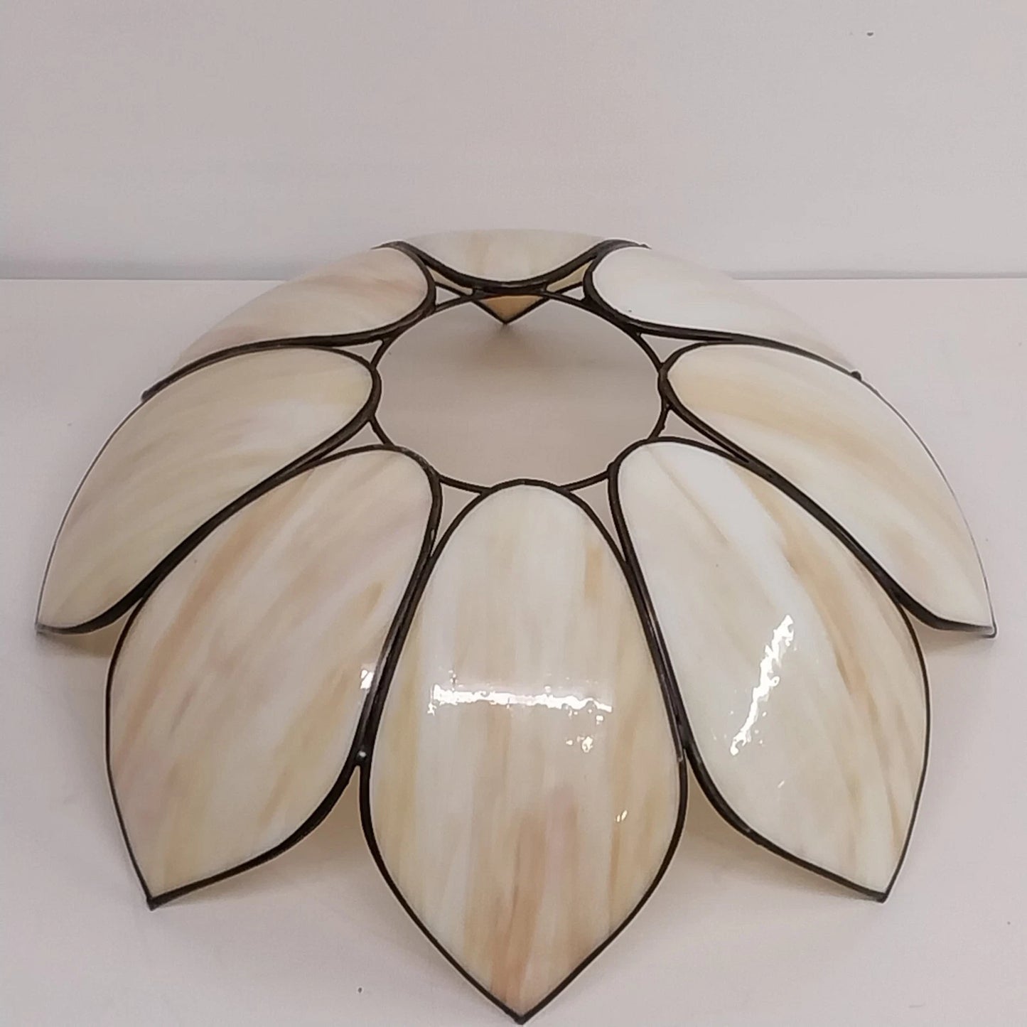 Vintage Slag Glass Tulip Pendant Lamp Shade 17 Inch Brass Fitter