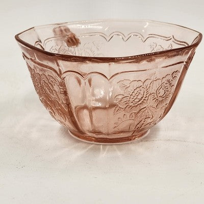 Anchor Hocking Mayfair Pink Depression Glass Mug Open Rose Floral Cup