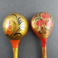 3 Wood Spoons Hand Painted Russian Khokhloma Lacquerware USSR Vintage Sizes Vary