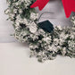 Christmas Wreath 22" Green White Snow Flocked Bow LED Lights Battery Operated