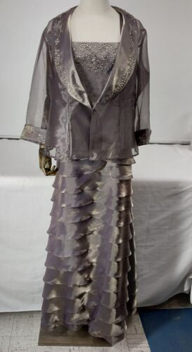 Bronze/Iridescent Evening Dress with Sheer Jacket