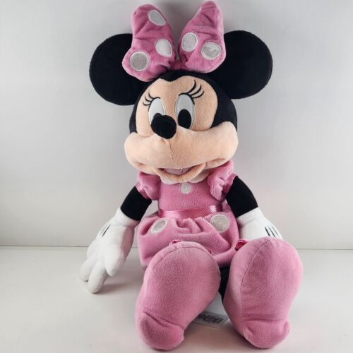 Disney Store Minnie Mouse Large Plush 20 Inches Pink Polka Dot Velour Dress