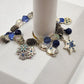Kenneth Cole Silver Tone Blue White Snowman Christmas Winter Charm Bracelet