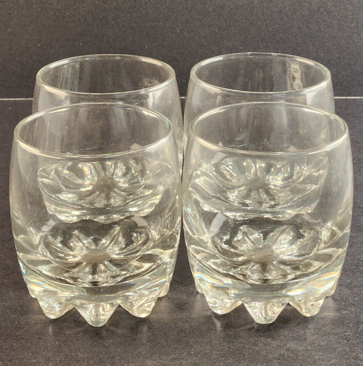 Set of 4 Bormioli Rocco Rocks High Ball Clear Scotch Glasses 8 oz Vintage