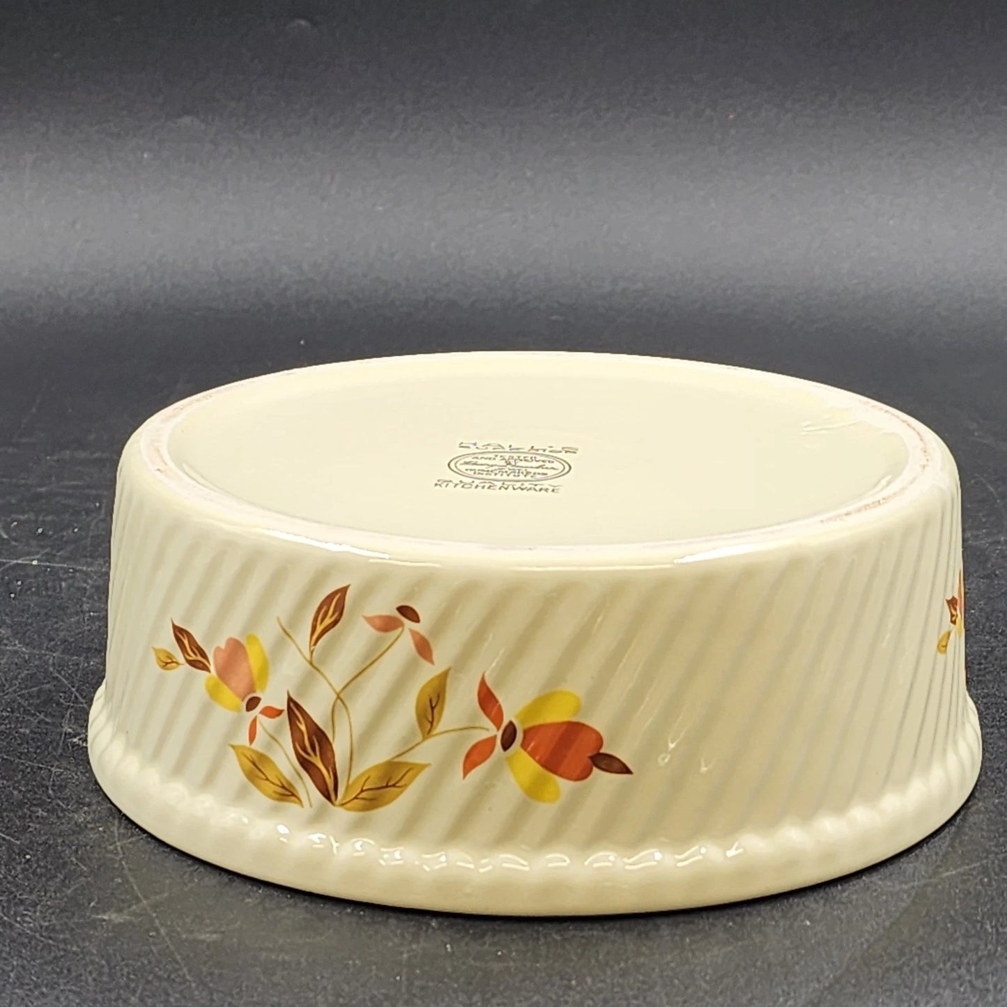 Autumn Leaf French Baker Bowl 3 Pint 7.75" Round Hall's Superior - Jewel Tea Vtg