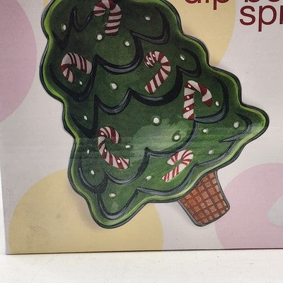 Boston Warehouse Christmas Tree Dip Bowl & Candy Cane Spreader Set Holiday China