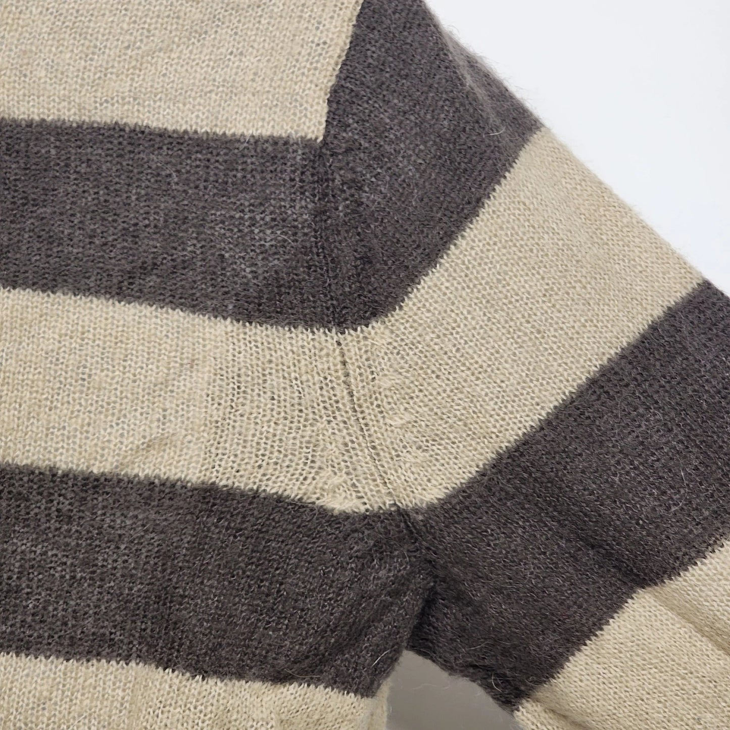 La Redoute Essentiels Striped Sweater Size 14/16 Beige Brown Button Front Macau