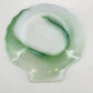 Akro Agate Green White Slag Glass Sea Shell Trinket Dish Scalloped Edge 4" Vtg