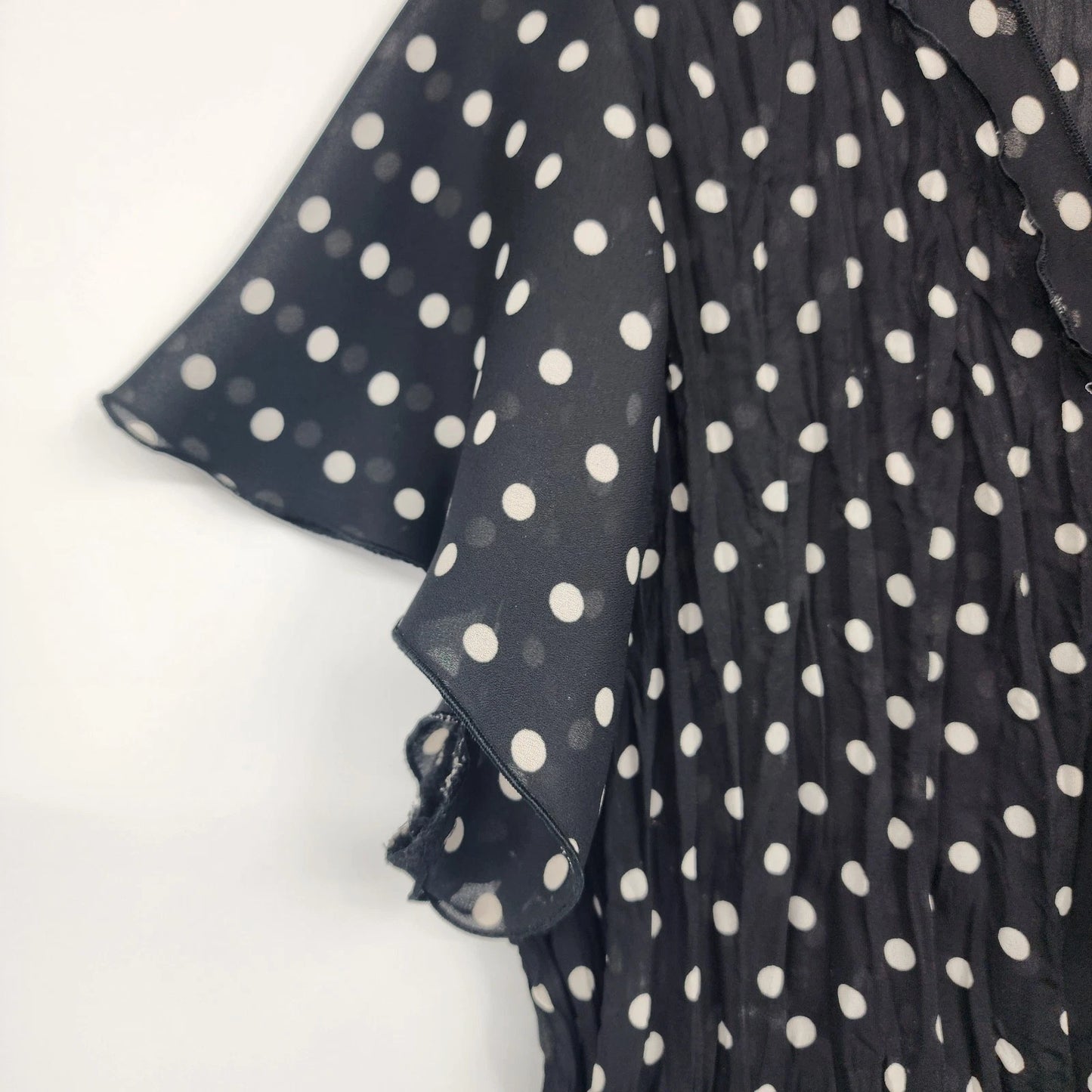 Style & Co Tunic Top Women 14 Black White Polka Dot Long Sleeve Blouse Polyester