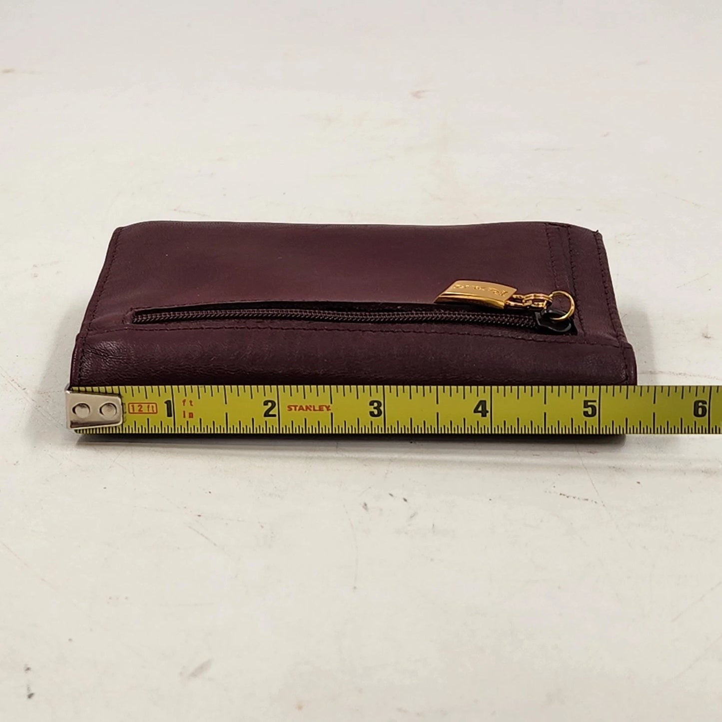 Rolfs Women's Genuine Brown Leather Tri-Fold Wallet Organizer Card Fold-Out Vtg