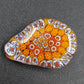Murano Millefiori Glass Brooch Pin Orange Floral Teardrop Pin 1.25"