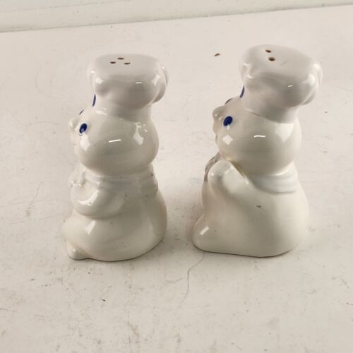 Pillsbury Doughboy 3 Pc Kitchen Set Spoon Rest Salt-Pepper Scouring Pad Holder