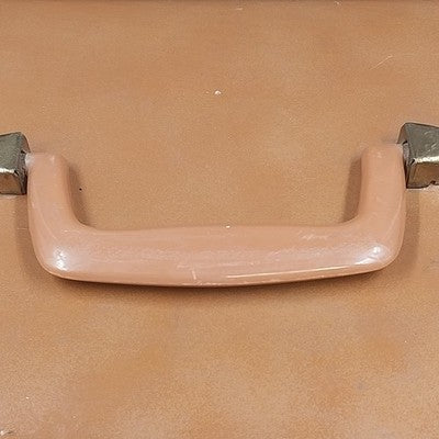 Brown Naugahyde Overnight Train Makeup Case 12" Mirror Liner Water Damage 1950s